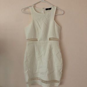 White mini dress with lace cutout